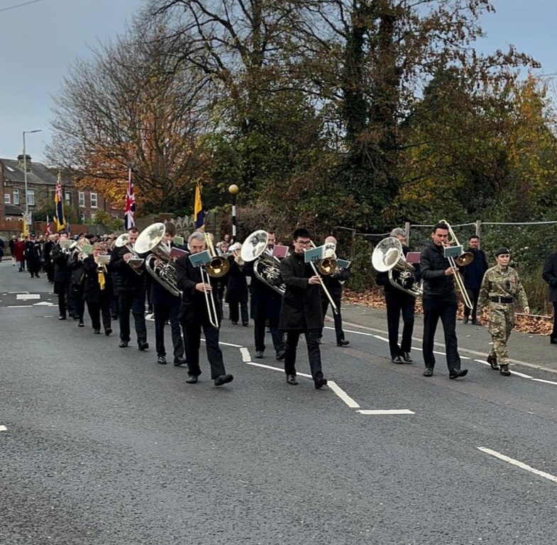 The band marching back from the cenotaph The band marching back from the cenotaph