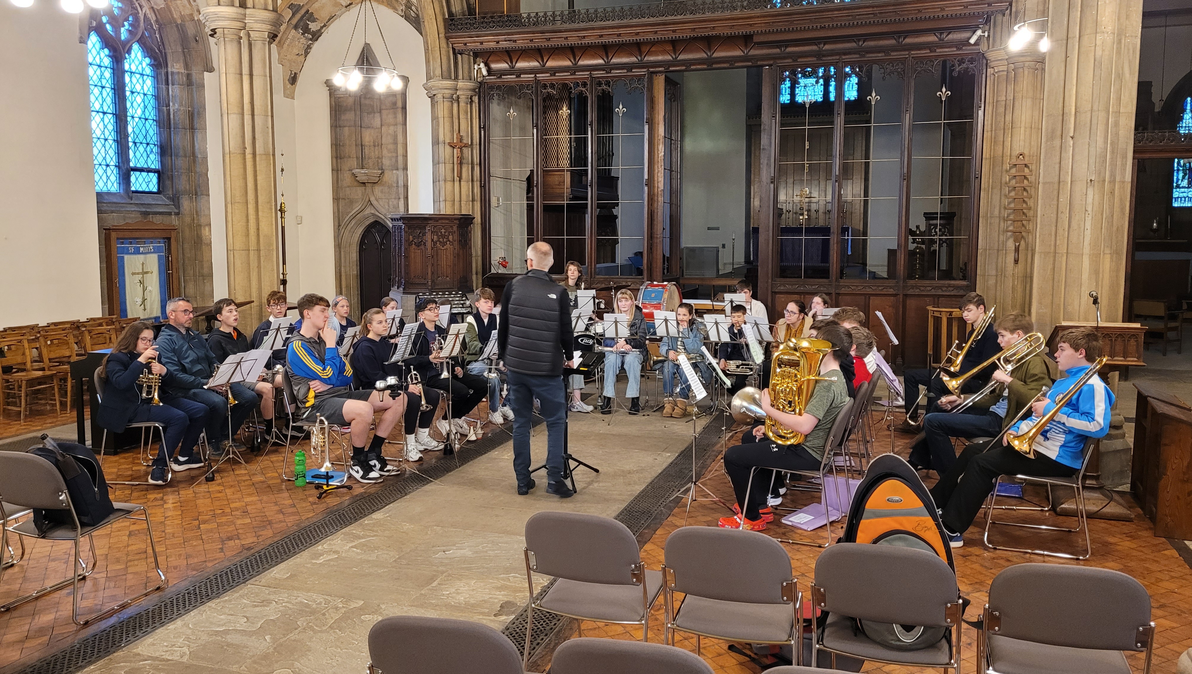 The Youth band preparing in St Mary's Church The Youth band preparing in St Mary's Church